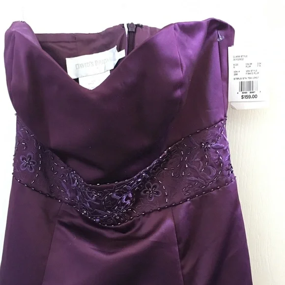 FINAL MARKDOWN Nwt David’s bridal strapless tea length dress 6 - Picture 3 of 13